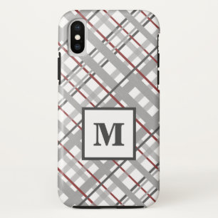 Trendy Kariert Silver Red Gray Monogram Case-Mate iPhone Hülle