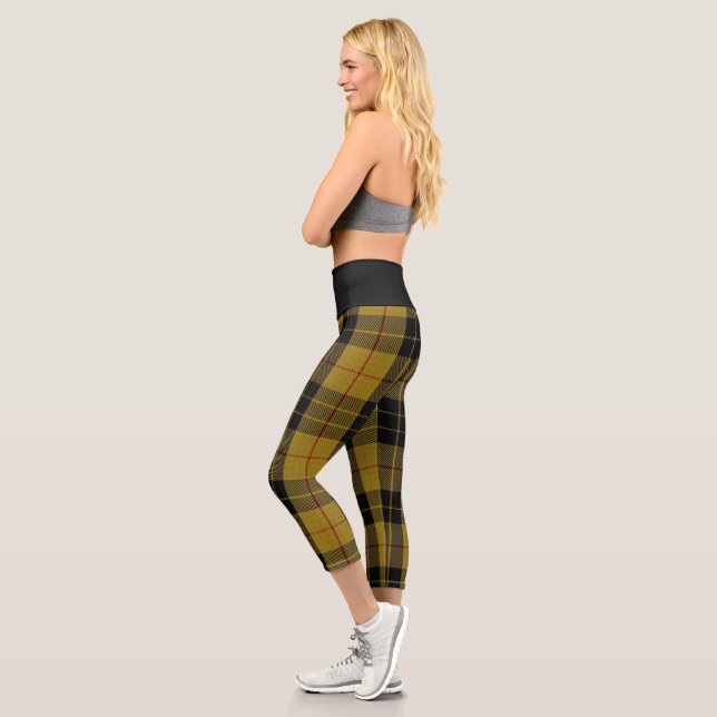 Trendy Kariert Yellow Black Tartan Capris Yoga (Links)