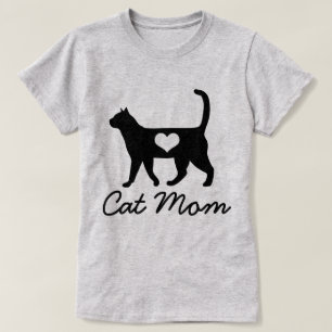Trendy Katzen-Mama-Katzen-Silhouette u. Herz T-Shirt