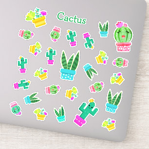 Trendy Kawaii Potted Sukculents & Cactus Aufkleber
