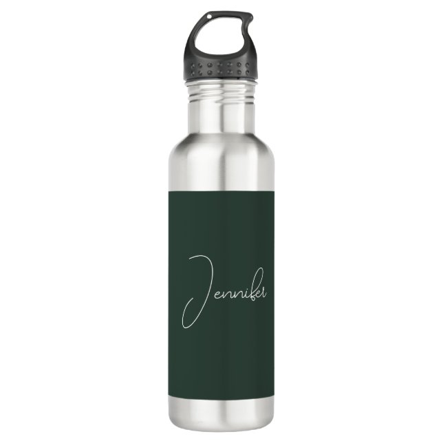 Trendy keltic Grayish Green Modern Name hinzufügen Edelstahlflasche (Vorderseite)