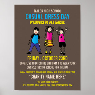 Trendy Kids, Lässig Dress Day Fundraiser Advert Poster