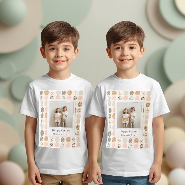 Trendy Kids Pastel Easter Photo  | Personalized T-Shirt (Von Creator hochgeladen)