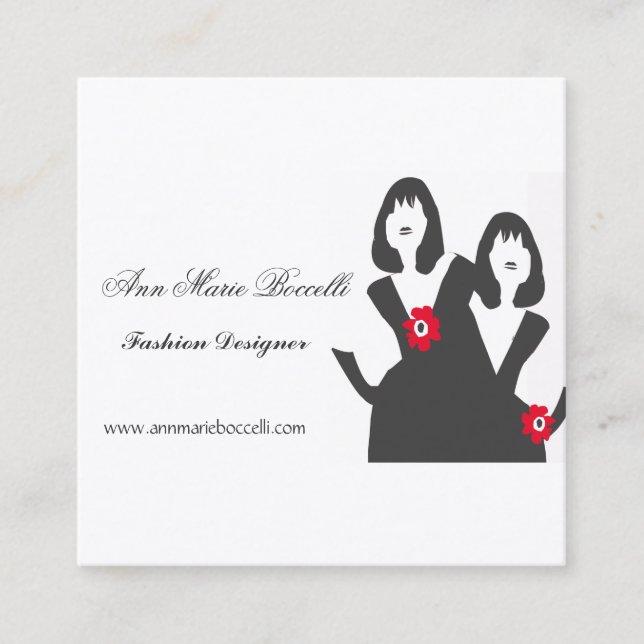 Trendy kleine schwarze quadratische visitenkarte (Vorderseite)