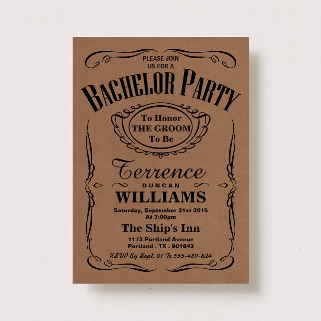 Trendy Kraft Typography Bachelor Party Einladung (Von Creator hochgeladen)