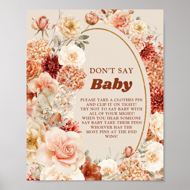 Trendy Kupfer Blush Fall nicht sagen Babyspiel-Zei Poster (Vorne)