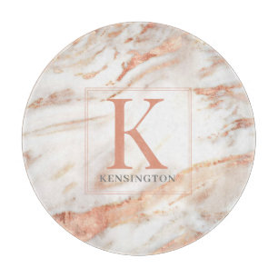 Trendy Kupfer Rose Gold Metallic Marmor Monogramm Schneidebrett