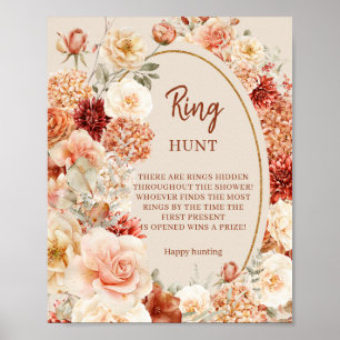 Trendy Kupferhydrangee und Rose Herbstring Poster