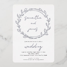 Trendy Laurel Leaf Qr Code Script Wedding Real Folieneinladung