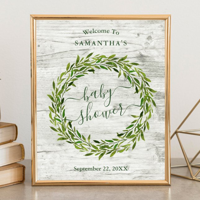 Trendy Laurel Wreath Greenerenery Baby Dusche Will Poster (Von Creator hochgeladen)