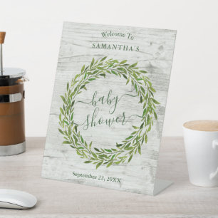 Trendy Laurel Wreath Greenerenery Baby Dusche Will Sockelschild