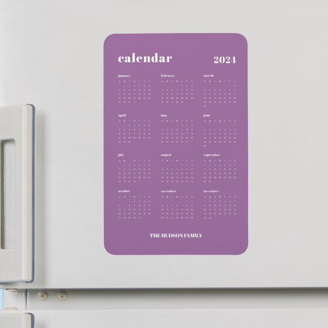 Trendy Lavender Full Year 2024 Calendar Magnet (Von Creator hochgeladen)