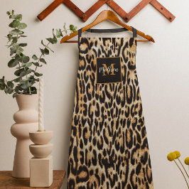 Trendy Leopard Animal Print mit Monogram Schürze