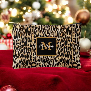 Trendy Leopard Animal Print mit Monogram Zubehörtasche