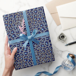 Trendy Leopard Blue Animal Print Geschenkpapier