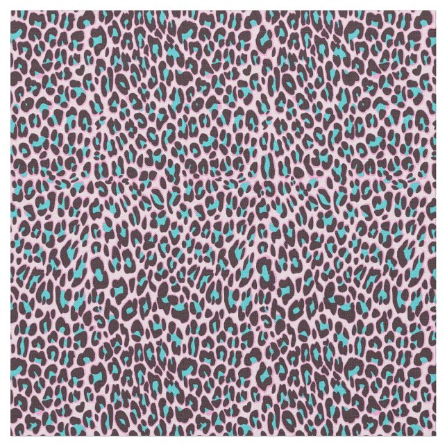 Trendy Leopard/Cheetah Pink Aquamarines Muster Stoff (Nahaufnahme)