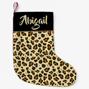 Trendy Leopard-Druck - personalisiert Kleiner Weihnachtsstrumpf