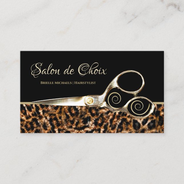 Trendy Leopard Fur Eleganter Salon Visitenkarte (Vorderseite)