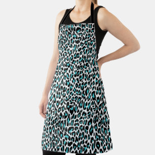 Trendy Leopard/Geetah Muster Aquamarin Schwarz Schürze