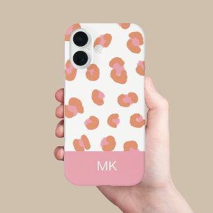 Trendy Leopard Monogram Initial iPhone 16 Case