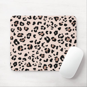 Trendy Leopard Print in Rosa und Schwarz Mousepad