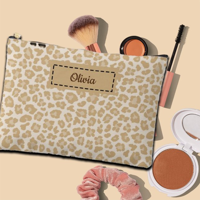 Trendy Leopard Print Individuelle Name Zubehörtasche (Von Creator hochgeladen)