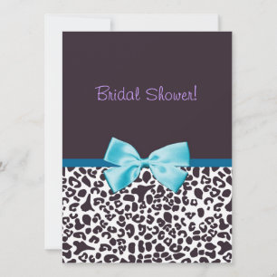 Trendy Leopard Print und Blue Ribbon Brautparty Einladung