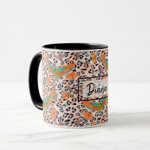 Trendy leopard print, vögel paradiesisch, orange M Tasse