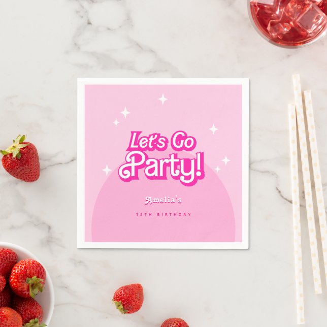 Trendy Let's Go Party pink Geburtstag Serviette (Beispiel)