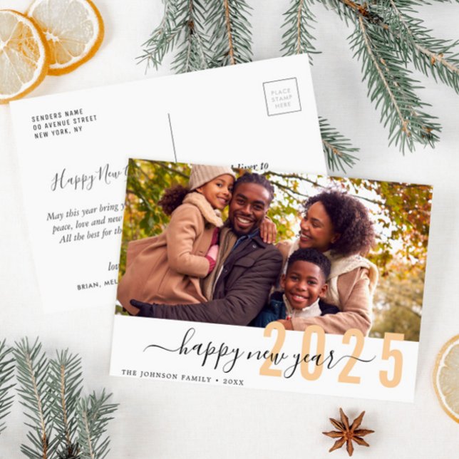 Trendy Letter New Year Postcard Postkarte (Von Creator hochgeladen)