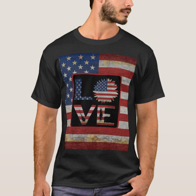TRENDY LIEBE AMERICAN FLAG DISTRESSEED USA FLAG T-Shirt (Vorderseite)