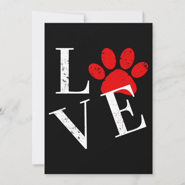 TRENDY LIEBE DOG PAW EINLADUNG (Vorderseite)