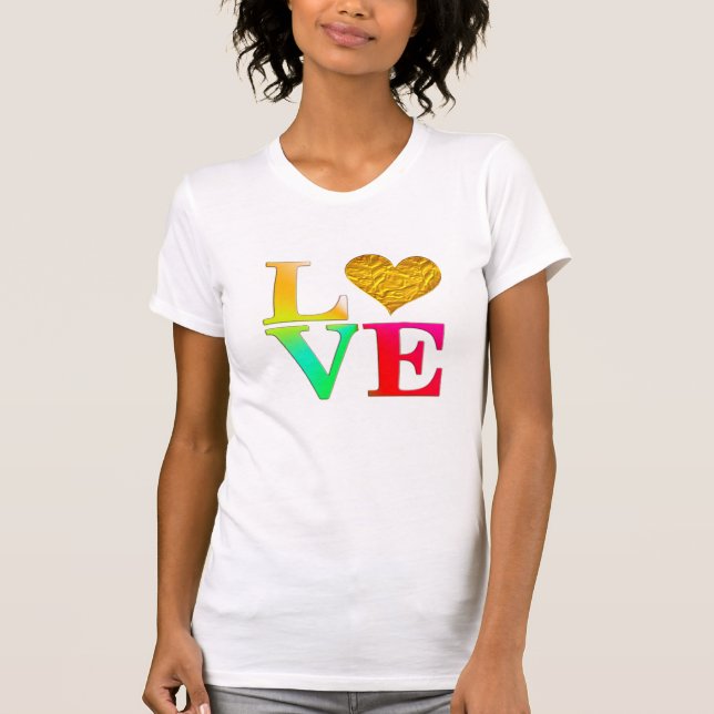 Trendy Liebe Shirt, Rainbow Heart T - Shirt Design (Vorderseite)