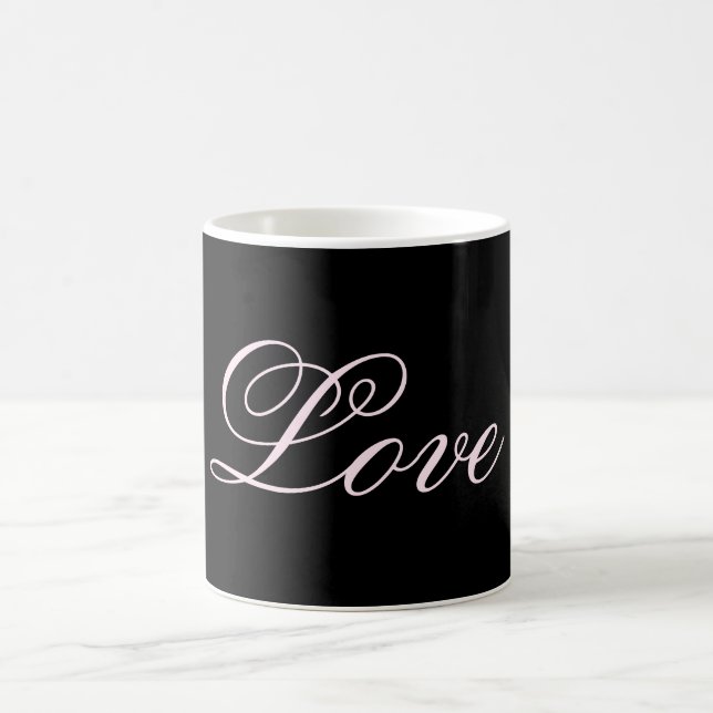 Trendy Liebe Wedding Calligraphy Script Black Kaffeetasse (Mittel)