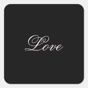 Trendy Liebe Wedding Calligraphy Script Black Quadratischer Aufkleber