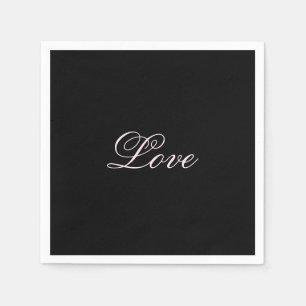 Trendy Liebe Wedding Calligraphy Script Black Serviette