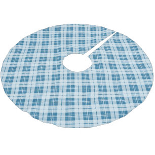 Trendy Light Blue Weihnachts-Tartan Polyester Weihnachtsbaumdecke