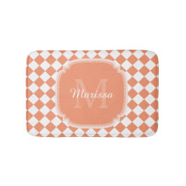 Trendy Light Orange Checkter Mit Monogramm Name Badematte