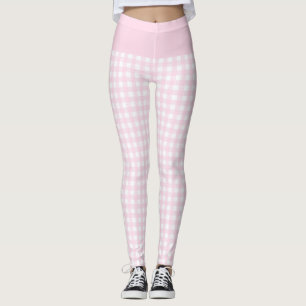 Trendy Light Pink und White Karo Gingham Pattern Leggings