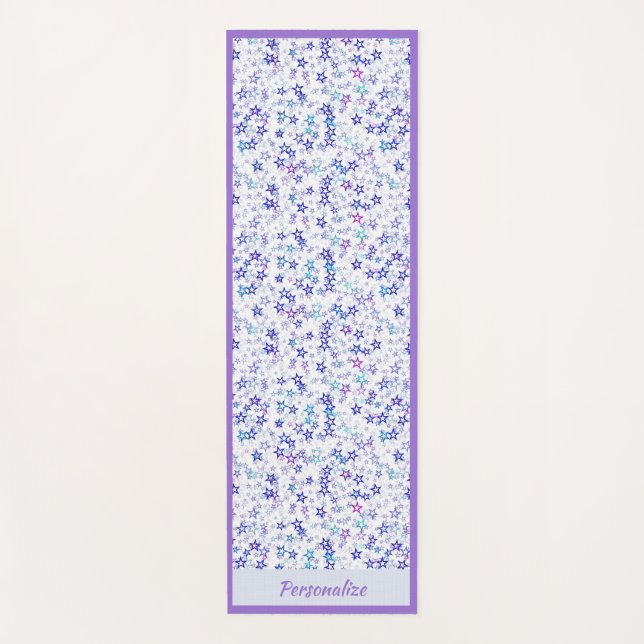 Trendy Lila Blue Star Pattern Zen Yoga Namaste Yogamatte (Vorderseite)