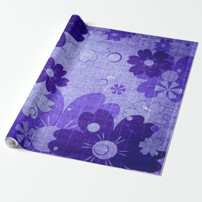 Trendy Lila Blume Vintag Geschenkpapier (Ungerollt)