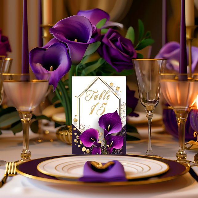Trendy Lila Calla Lily Tischnummer (Stylish Purple Calla Lily Wedding Table Number )