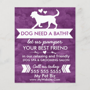 Trendy Lila Dog Grooming Flyer - personalisierbar