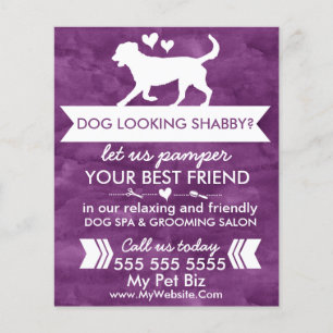 Trendy Lila Dog Grooming Flyer - personalisierbar
