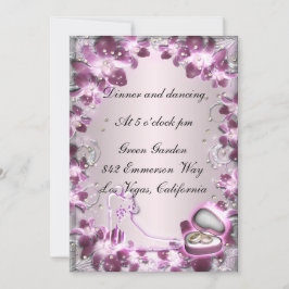 Trendy Lila Floral Chic Empfang Card Einladung