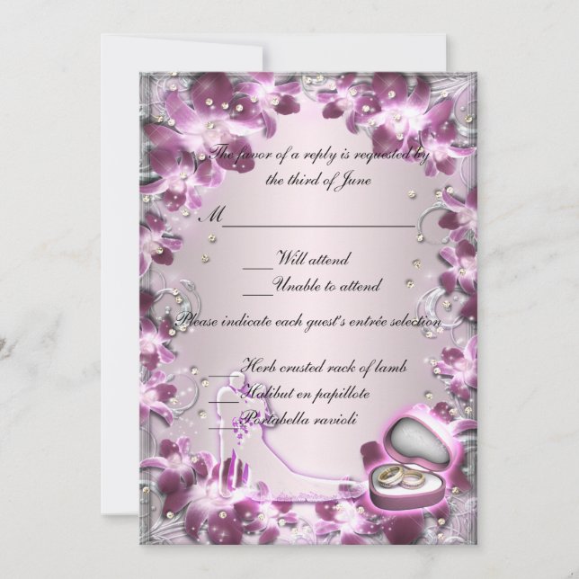Trendy Lila Floral Chic Response Card Einladung (Vorderseite)