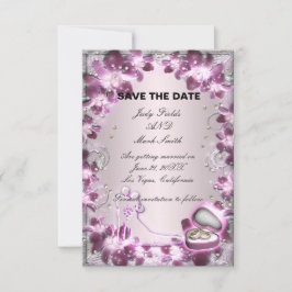 Trendy Lila Floral Chic Save the Date Card Einladung