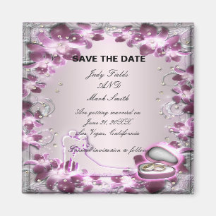 Trendy Lila floral Chic Save the Date Magnet