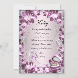Trendy Lila Floral Chic Trauzeugin Card Einladung