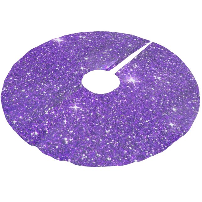 Trendy lila funkelnder GlitzerGlitz Polyester Weihnachtsbaumdecke (Schrägansicht)